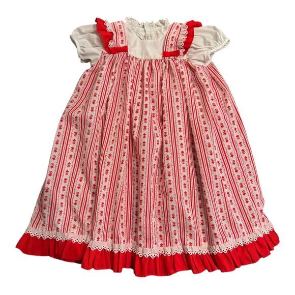 Vintage Jacobson's 'Betti Terrell' Baby Girl dress red & white age 9-12 months - Picture 1 of 9